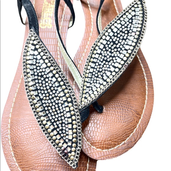 Carlos by Carlos Santana Rhinestone & Beaded Feather Sandals - Picture 1 of 7